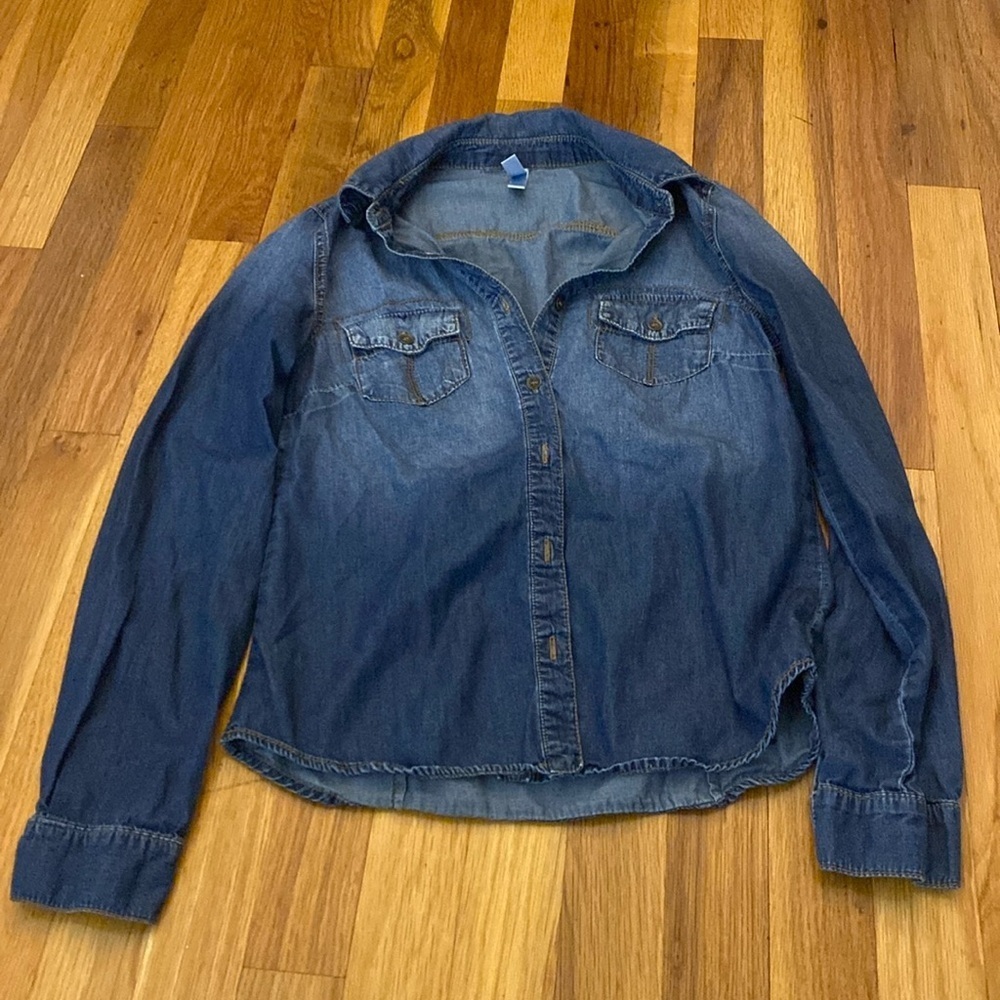 Xhilaration Womens Blue Button Down Shirt Size XS - Picture 1 of 6